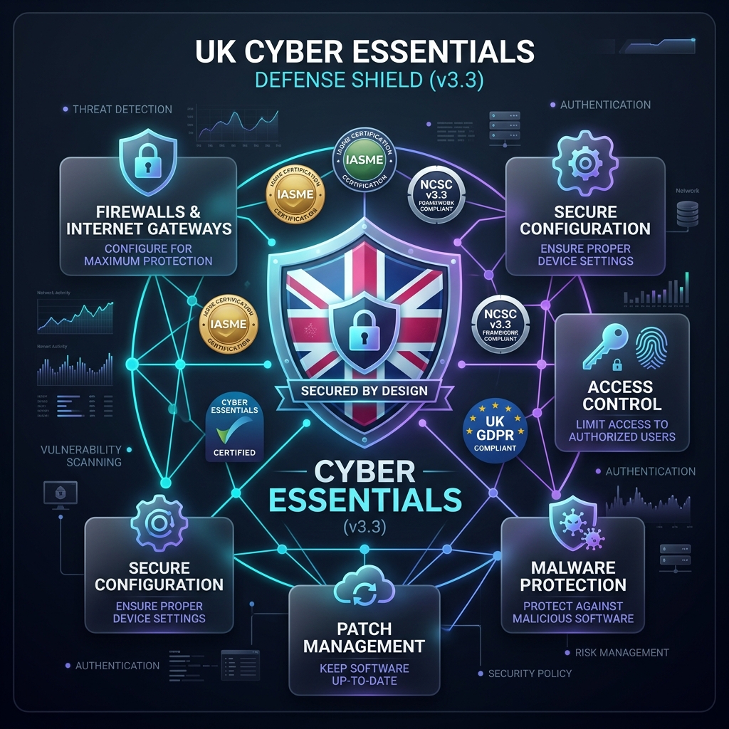 Accredited Cyber Essentials Defense Shield Infographic