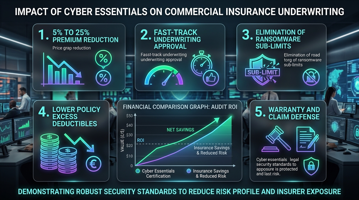 Impact of Cyber Essentials on Commercial Insurance Underwriting Infographic